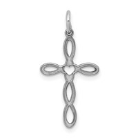 Sterling Silver Rhodium-plated Laser Cut Cross Pendant view 1