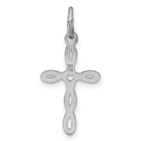 Sterling Silver Rhodium-plated Laser Cut Cross Charm view 3