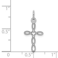 Sterling Silver Rhodium-plated Laser Cut Cross Charm view 4