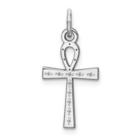 Sterling Silver Rhodium-plated Laser Cut Cross Charm view 1