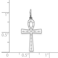 Sterling Silver Rhodium-plated Laser Cut Cross Pendant view 4