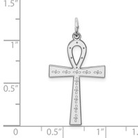 Sterling Silver Rhodium-plated Laser Cut Cross Pendant view 3