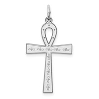 Sterling Silver Rhodium-plated Laser Cut Cross Pendant view 1