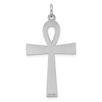 Sterling Silver Rhodium-plated Laser Cut Cross Pendant view 4