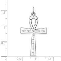Sterling Silver Rhodium-plated Laser Cut Cross Pendant view 3
