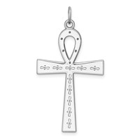 Sterling Silver Rhodium-plated Laser Cut Cross Pendant view 1