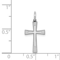 Sterling Silver Rhodium-plated Laser Cut Cross Charm view 3