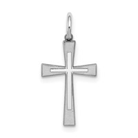 Sterling Silver Rhodium-plated Laser Cut Cross Charm view 1