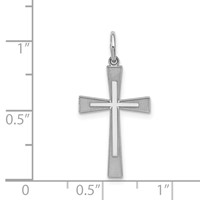 Sterling Silver Rhodium-plated Laser Cut Cross Pendant view 3