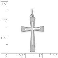 Sterling Silver Rhodium-plated Laser Cut Cross Pendant view 3
