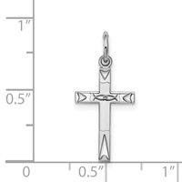Sterling Silver Rhodium-plated Laser Cut Cross Charm view 3