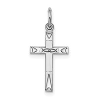 Sterling Silver Rhodium-plated Laser Cut Cross Charm view 1