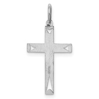 Sterling Silver Rhodium-plated Laser Cut Cross Pendant view 4