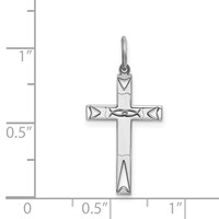 Sterling Silver Rhodium-plated Laser Cut Cross Pendant view 3