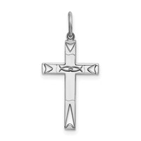 Sterling Silver Rhodium-plated Laser Cut Cross Pendant view 1