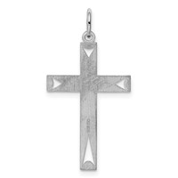 Sterling Silver Rhodium-plated Laser Cut Cross Pendant view 4