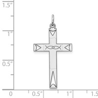 Sterling Silver Rhodium-plated Laser Cut Cross Pendant view 3