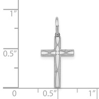 Sterling Silver Rhodium-plated Laser Cut Cross Charm view 3