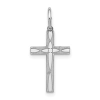 Sterling Silver Rhodium-plated Laser Cut Cross Charm view 1