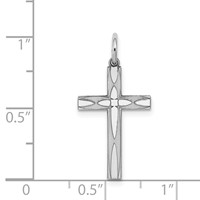Sterling Silver Rhodium-plated Laser Cut Cross Pendant view 3