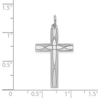 Sterling Silver Rhodium-plated Laser Cut Cross Pendant view 3