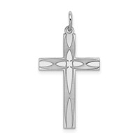 Sterling Silver Rhodium-plated Laser Cut Cross Pendant view 1