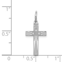 Sterling Silver Rhodium-plated Laser Cut Cross Charm view 3