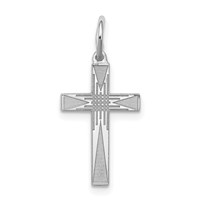 Sterling Silver Rhodium-plated Laser Cut Cross Charm view 1