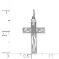 Sterling Silver Rhodium-plated Laser Cut Cross Pendant view 3