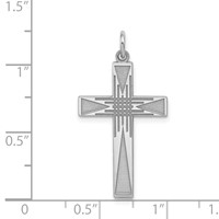 Sterling Silver Rhodium-plated Laser Cut Cross Pendant view 3