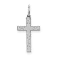Sterling Silver Rhodium-plated Laser Cut Cross Charm view 1