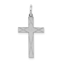 Sterling Silver Rhodium-plated Laser Cut Cross Pendant view 1