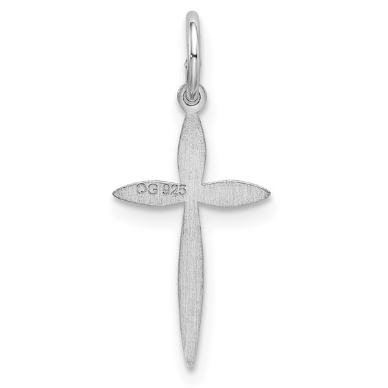 Sterling Silver Rhodium-plated Laser Cut Cross Charm