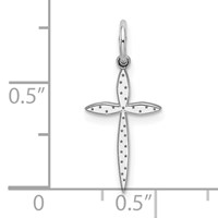 Sterling Silver Rhodium-plated Laser Cut Cross Charm view 4