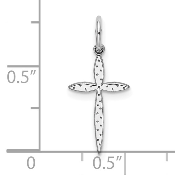 Sterling Silver Rhodium-plated Laser Cut Cross Charm