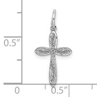 Sterling Silver Rhodium-plated Laser Cut Cross Charm view 4