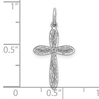 Sterling Silver Rhodium-plated Laser Cut Cross Pendant view 4