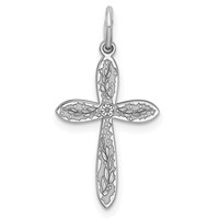 Sterling Silver Rhodium-plated Laser Cut Cross Pendant view 1