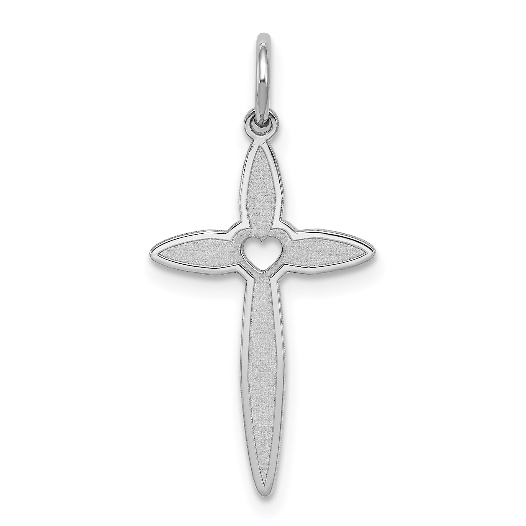 Sterling Silver Rhodium-plated Laser Designed Cross Pendant (QXR185)