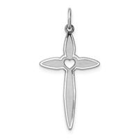 Sterling Silver Rhodium-plated Laser Cut Cross Pendant view 1