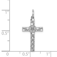 Sterling Silver Rhodium-plated Laser Cut Cross Pendant view 3