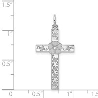 Sterling Silver Rhodium-plated Laser Cut Cross Pendant view 3