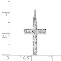 Sterling Silver Rhodium-plated Laser Cut Cross Pendant view 3