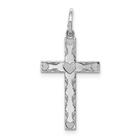 Sterling Silver Rhodium-plated Laser Cut Cross Pendant view 1