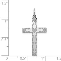 Sterling Silver Rhodium-plated Laser Cut Cross Pendant view 3