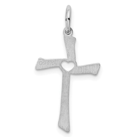 Sterling Silver Rhodium-plated Laser Cut Cross Pendant