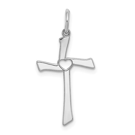Sterling Silver Rhodium-plated Laser Cut Cross Pendant