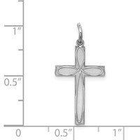 Sterling Silver Rhodium-plated Laser Cut Cross Pendant view 3