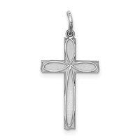 Sterling Silver Rhodium-plated Laser Cut Cross Pendant view 1