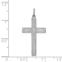 Sterling Silver Rhodium-plated Laser Cut Cross Pendant view 3